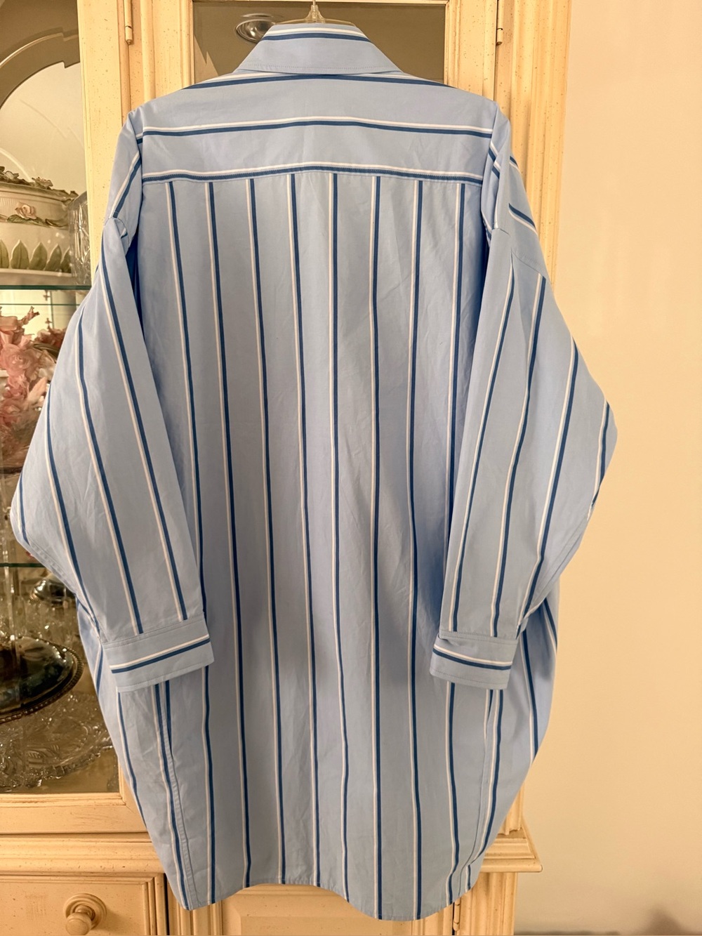 New 💙Calvin Klein Light Blue and Navy Striped Shirt Dress size L - Picture 7 of 14